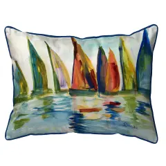 Betsy Drake Multi Color Sails Large Indoor/Outdoor Pillow 16x20 Multicolor