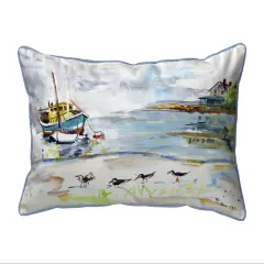 Zippered Betsy Drake Boat and Sandpipers Outdoor pillow 20 Inch x 24 Inch
