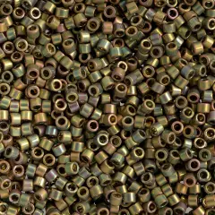 Miyuki Delica 3.3g Gold 24kt Glass Beads, 11/0 Green AB (DB0508)