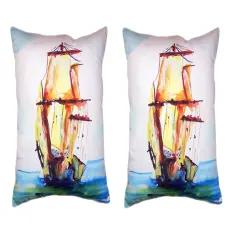 Pair Of Betsy Drake Tall Ship No Cord Pillows 18 X 18