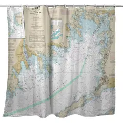 Betsy Drake Buzzards Bay, MA Nautical Map Shower Curtain