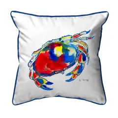 Betsy Drake Dungeness Crab Extra Large 22 X 22 Indoor / Outdoor White Pillow