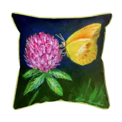 Betsy Drake Sulphur Butterfly & Clover Large Indoor/Outdoor Pillow 18x18 Multicolor