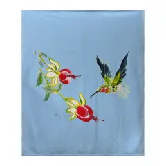 Betsy Drake Betsy's Hummingbird on Blue Fleece Blanket Multicolor