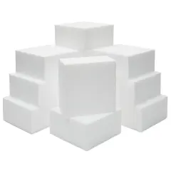 12-Pack Sculpting Foam Blocks for DIY Arts and Craft, White, 4 x 4 x 2"