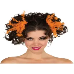 Adult Child Cute Neon Orange Curly 80s Rave Dance Party Club Hair Ties Ribbons