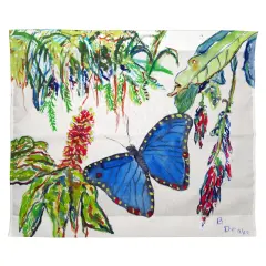Betsy Drake Morpho & Flowers Outdoor Wall Hanging 24x30
