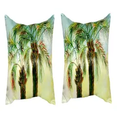 Pair of Betsy Drake Betsy&rsquo;s Palms No Cord Pillows 15 Inch X 22 Inch