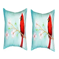 Pair of Betsy Drake &rsquo;s Cardinal No Cord Pillows 16 Inch X 20 Inch