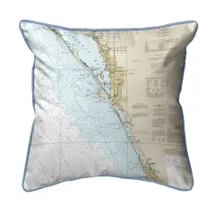 Venice, FL Nautical Map Pillow 22x22 &ndash; Extra Large Zippered