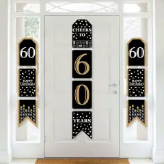 Big Dot of Happiness Adult 60th Birthday - Gold - Hanging Vertical Paper Door Banners - Birthday Party Wall Decoration Kit - Indoor Door Decor
