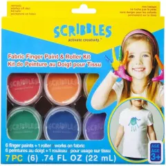 Scribbles Fabric Finger Paint & Roller Kit-Rainbow