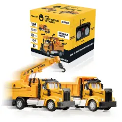 Force1 Mini Construction RC Trucks for Kids - Crane + Dump
