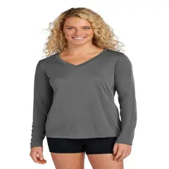Sport-Tek&reg; Women's Long Sleeve PosiCharge Competitor V-Neck Tee Iron grey