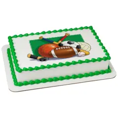 Sports Collage Edible Cake Topper Image 1/4 sheet