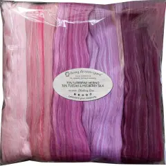 5oz Merino Silk Luxe Blends - Roving for Spinning, Felting, and Blending. Merino Wool + Glossy Mulberry Silk + Premium Tussah Silk. Blushing Rose
