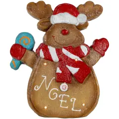 Northlight LED Lighted "Noel" Gingerbread Reindeer Christmas Decoration - 14.25" Brown