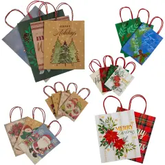Northlight 20-Count Assorted Christmas Themed Paper Gift Bags Multi