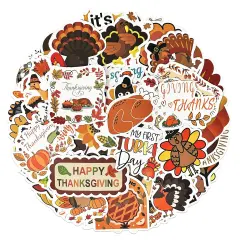 Wrapables Waterproof Vinyl Stickers for Water Bottles, Laptop, Phones, Skateboards, Decals for Teens, 100pcs Thanksgiving