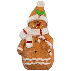 Northlight Frosted Gingerbread Snowman with Candy Cane Christmas Figurine - 4" Brown