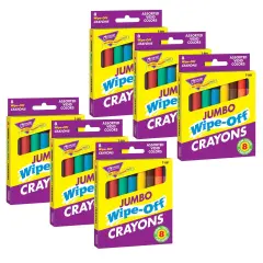 Jumbo Wipe-Off&reg; Crayons, Assorted, 8 per pack, 6 packs