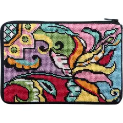 Alice Peterson Stitch & Zip Needlepoint Purse/Cosmetic Case Kit - SZ614 Modern Tulip Multicolor