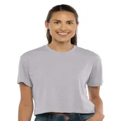 Next Level&reg; Women's Short Sleeve Crewneck Ideal Crop Top - 1580 Heather grey