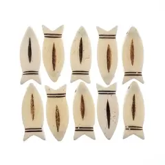 John Bead Antique Natural Bone Fish Pendants, 10pcs