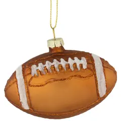 Northlight Football Glittered Glass Christmas Ornament - 3.5" - Brown