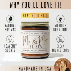 Wedding Gifts for Couples 2023, Mr and Mrs Gifts - 'Mr & Mrs Est. 2023' Candle, w/Champagne on Ice I Unique Newlywed Wedding Gifts for Couple I Wedding Shower Gifts Bride & Groom I 50Hr Burn,USA Made