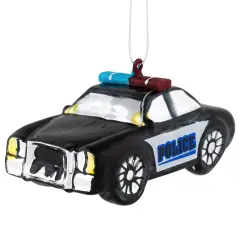 Northlight 5" Black Police Car Glass Christmas Ornament