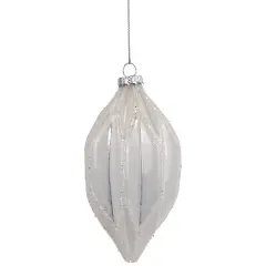 Northlight 4.5" White and Silver Glitter Finial Glass Christmas Ornament