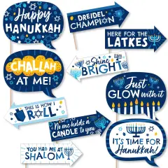 Big Dot of Happiness Funny Hanukkah Menorah - Chanukah Holiday Party Photo Booth Props Kit - 10 Piece