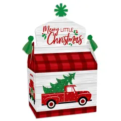 Big Dot of Happiness Merry Little Christmas Tree - Treat Box Party Favors - Red Truck Christmas Party Goodie Gable Boxes - Set of 12