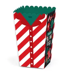 Big Dot of Happiness Christmas Pajamas - Holiday Plaid PJ Party Favor Popcorn Treat Boxes - Set of 12