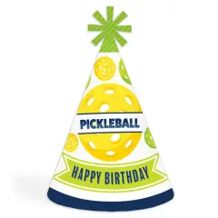 Big Dot of Happiness Let&rsquo;s Rally - Pickleball - Cone Happy Birthday Party Hats for Kids and Adults - Set of 8 (Standard Size)