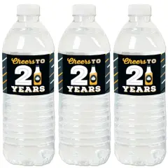 Big Dot of Happiness Cheers and Beers to 21 Years - 21st Birthday Party Water Bottle Sticker Labels - Set of 20
