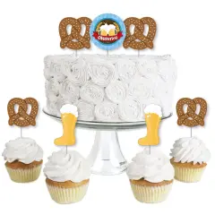 Big Dot of Happiness Oktoberfest - Dessert Cupcake Toppers - Beer Festival Clear Treat Picks - Set of 24