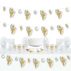 Big Dot of Happiness Confirmation Elegant Cross - Religious Party DIY Decorations - Clothespin Garland Banner - 44 Pieces