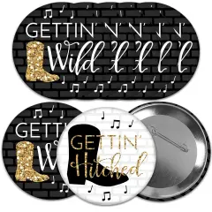 Big Dot of Happiness Nash Bash - 3 inch Nashville Bachelorette Party Badge - Pinback Buttons - Set of 8