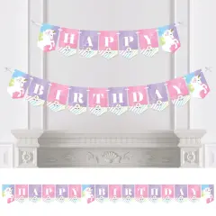 Big Dot of Happiness Rainbow Unicorn - Birthday Party Bunting Banner - Magical Unicorn Party Decorations - Happy Birthday