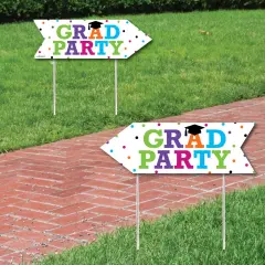 Big Dot of Happiness Hats Off Grad - Graduation Party Sign Arrow - Double Sided Directional Yard Signs - Set of 2