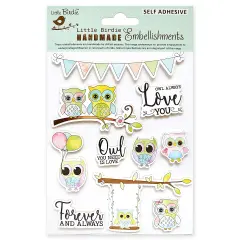 Little Birdie Watercolor Sticker Collection 10/Pkg-Owl Love