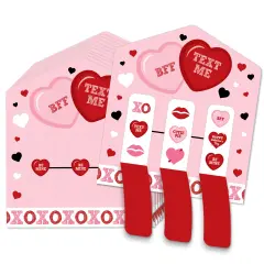 Big Dot of Happiness Conversation Hearts - Valentine&rsquo;s Day Party Game Pickle Cards - Pull Tabs 3-in-a-Row - Set of 12