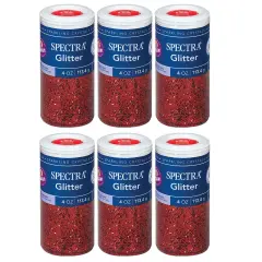 Glitter, Red, 4 oz. Per Jar, 6 Jars