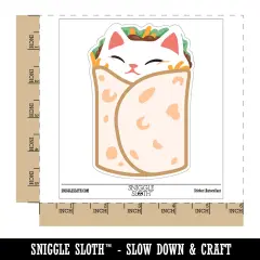 Purrito Cat Burrito Tortilla Wrap Waterproof Vinyl Phone Tablet Laptop Water Bottle Sticker Set - 5 Pack
