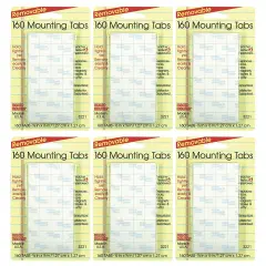 Removable Mounting Tabs, 1/2" x 1/2", 160 Per Pack, 6 Packs