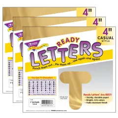 Gold Metallic 4" Casual Uppercase Ready Letters&reg;, 71 Per Pack, 3 Packs
