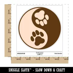 Paw Prints Yin Yang Cat Dog Waterproof Vinyl Phone Tablet Laptop Water Bottle Sticker Set - 5 Pack