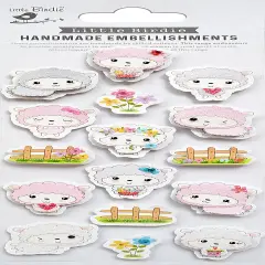 Little Birdie Handmade 3D Embellishments 16/Pkg-Lamb Flock
